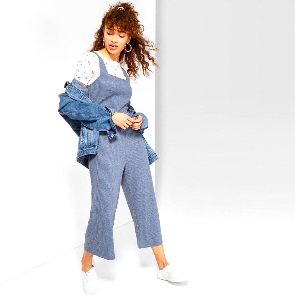 Wild Fable Gray Cropped Jumpsuit